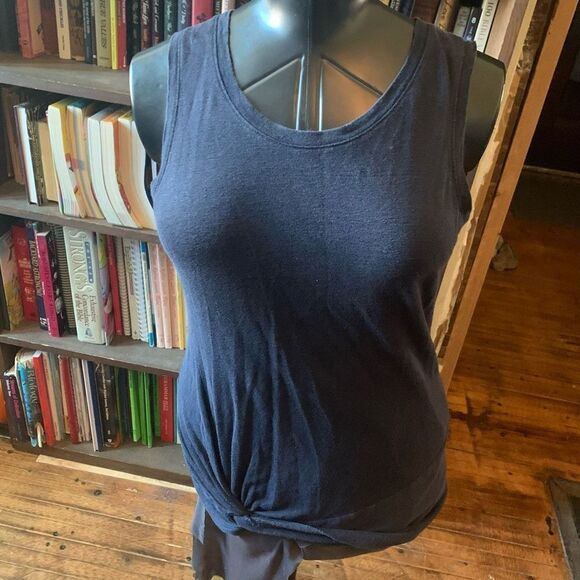 Athleta navy blue twist hem sleeveless athletic tank - Picture 1 of 3